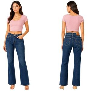 Levis Bootcut Jeans Womens 5 Dark Wash Denim Mid Rise Stretch